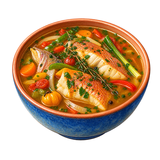 Fish Court-Bouillon sticker illustration