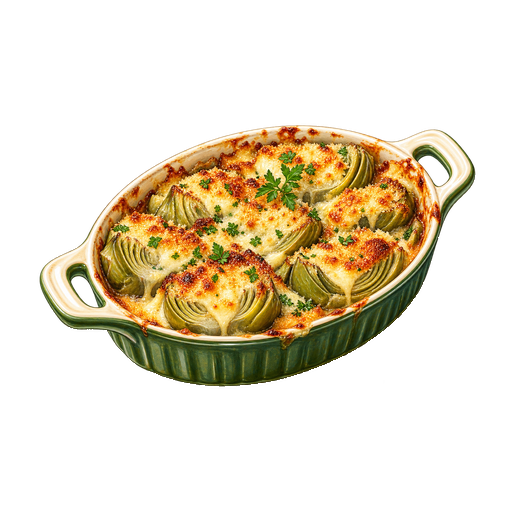 Gratin d'artichauts (Artichoke gratin) sticker illustration