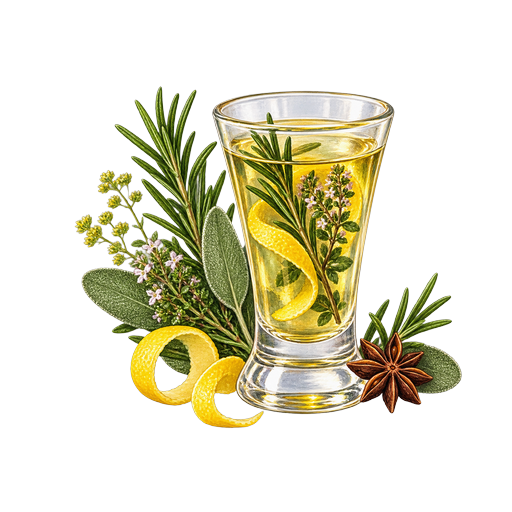 Mallorcan Herbal Liqueur sticker illustration
