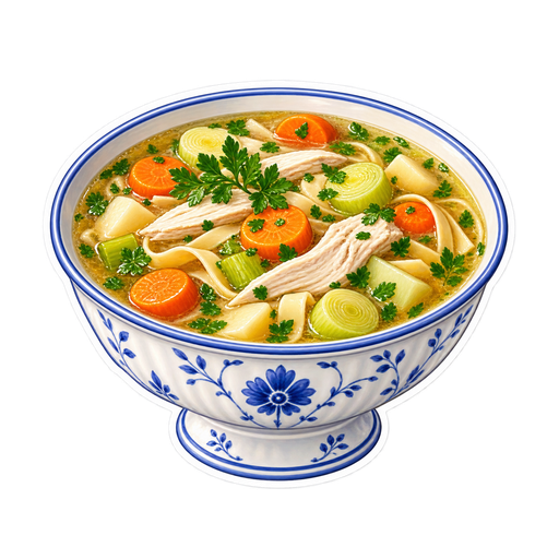 Hønsekødssuppe (Danish chicken soup) sticker illustration
