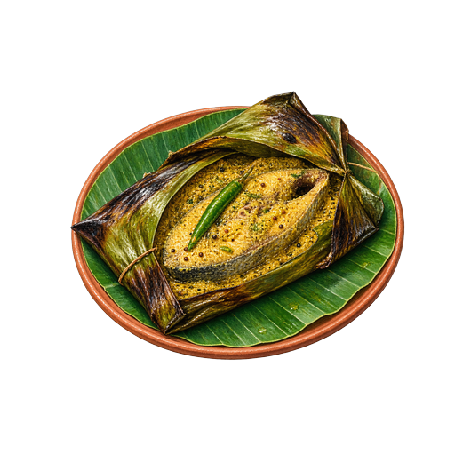 Hilsa in Banana Leaf sticker illustration