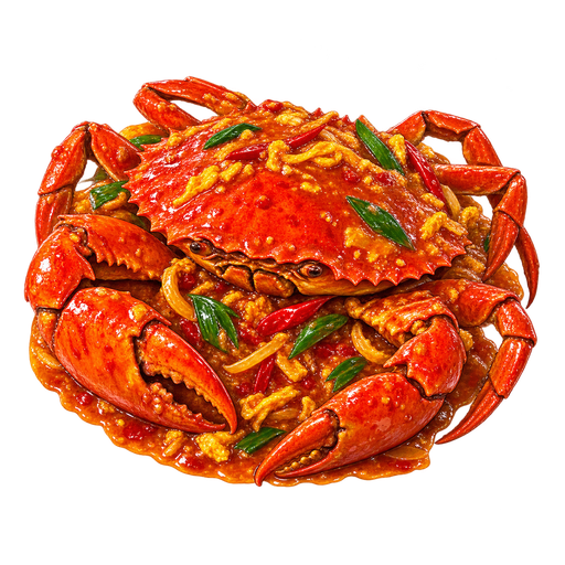 Kepiting saus Padang sticker illustration