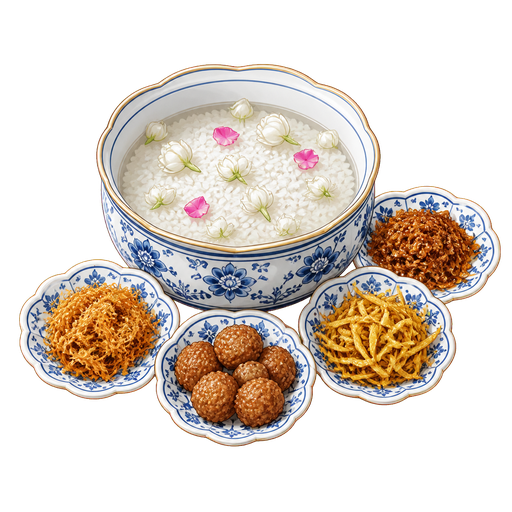 Khao chae (Rice Soaked in Cold Water) sticker illustration