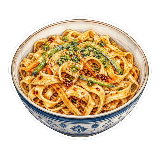 Laping (Cold Starch Noodle Salad) sticker illustration