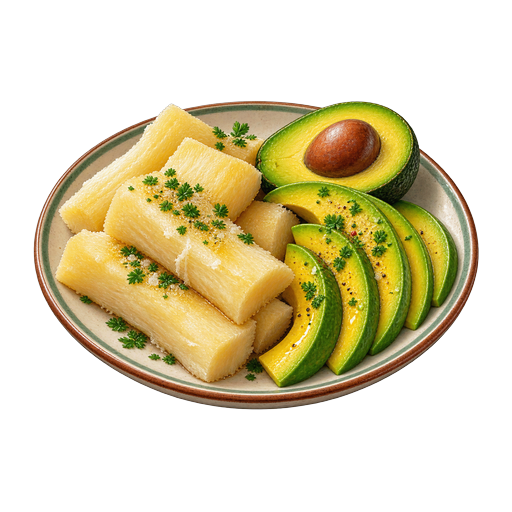 Cassava and Avocado sticker illustration