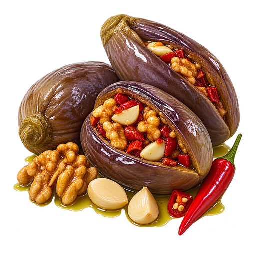 Stuffed Pickled Aubergines sticker illustration