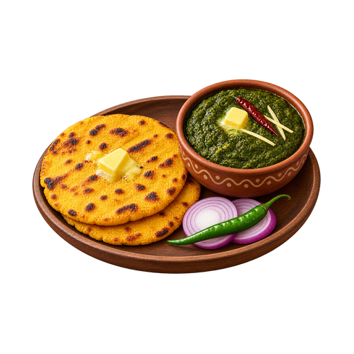 Makki Di Roti with Sarson Ka Saag sticker illustration
