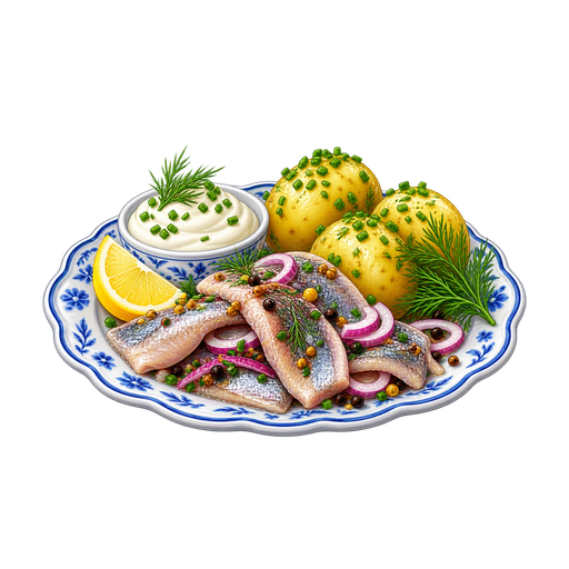 Matjessill sticker illustration