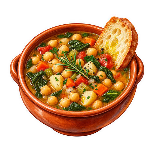 Minestra di ceci sticker illustration
