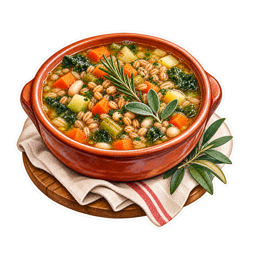 Minestra di farro sticker illustration