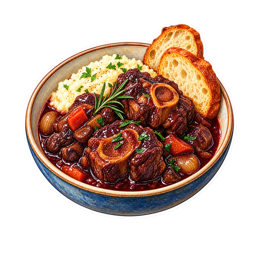 Stewed Oxtail with Red Wine sticker illustration