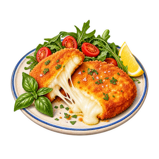 Mozzarella milanese sticker illustration