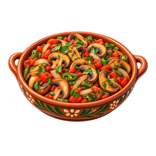 Hongos a la mexicana (Mexican-Style Mushrooms) sticker illustration