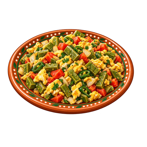 Nopales con huevo sticker illustration