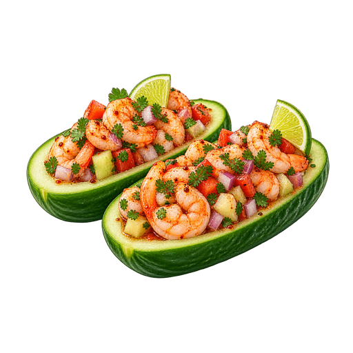 Pepinos rellenos de camaron (Shrimp-Stuffed Cucumbers) sticker illustration
