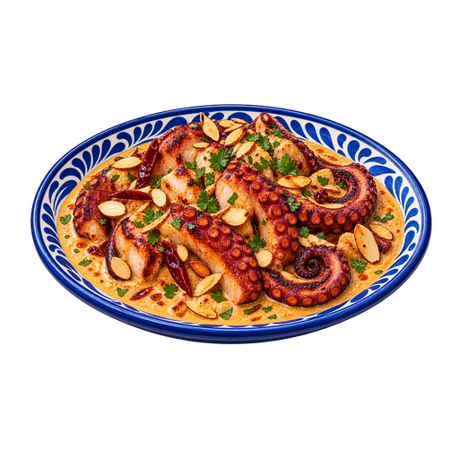 Pulpo almendrado (Octopus in Almond Sauce) sticker illustration