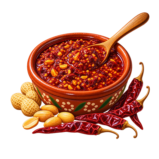 Salsa de cacahuate y chile de árbol sticker illustration