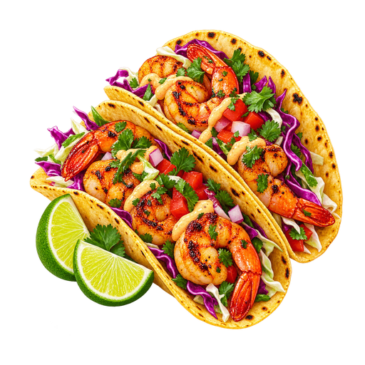Tacos de camarones sticker illustration