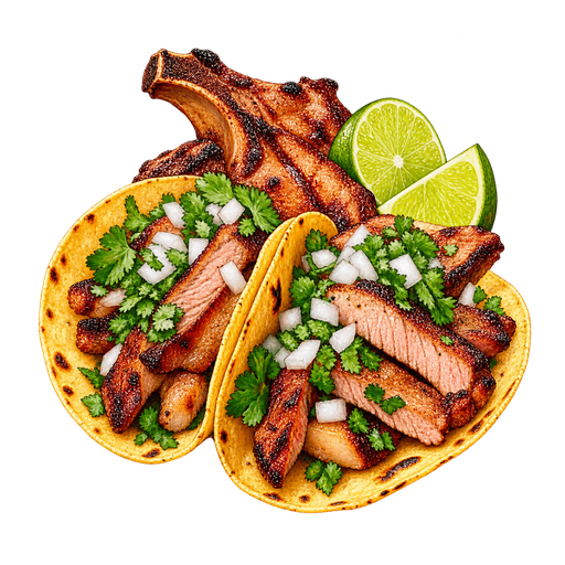Tacos de chuleta (Pork chop tacos) sticker illustration