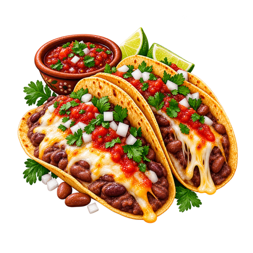 Tacos de frijoles con queso sticker illustration