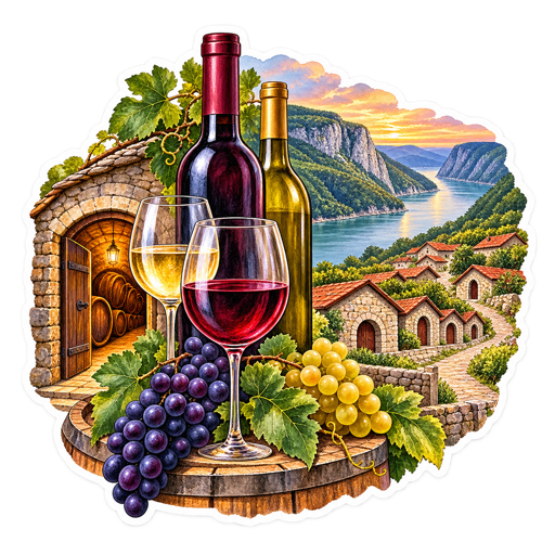 Negotin Wine sticker illustration