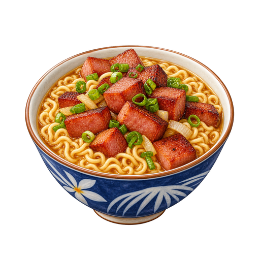 Noodles with Spam sticker illustration