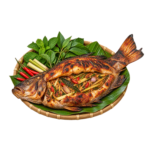 Pa pỉnh tộp (Grilled Freshwater Mountain Fish) sticker illustration