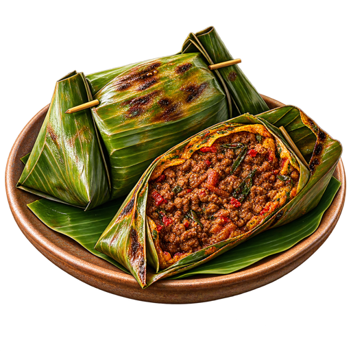 Grilled Beef in Banana Leaves sticker illustration