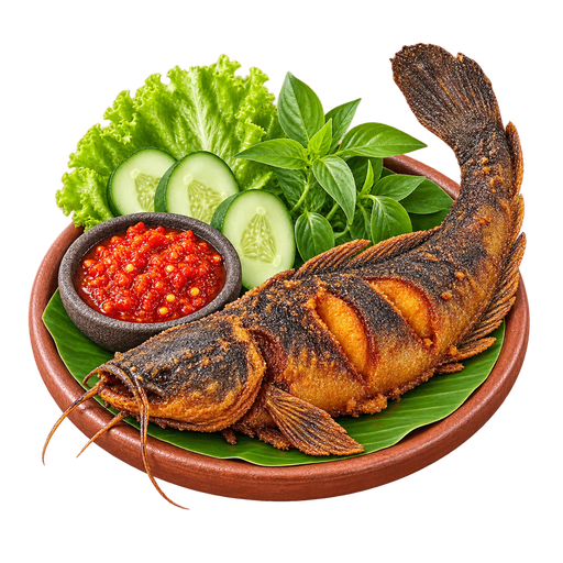 Pecel lele sticker illustration
