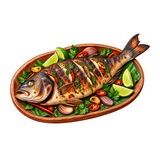 Grilled Fish sticker illustration