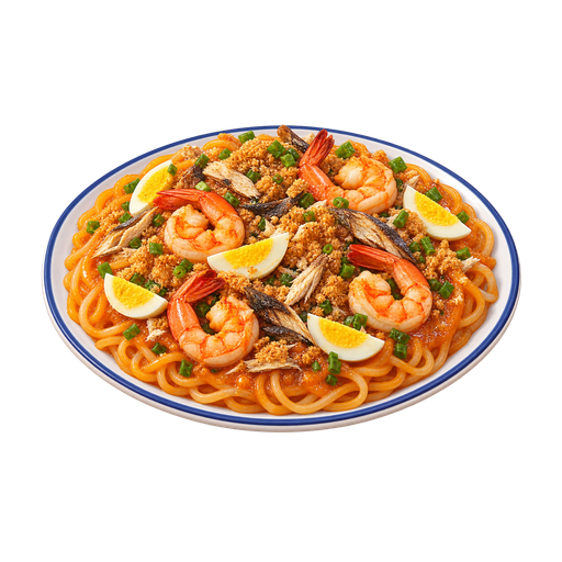 Thick Noodles with Seafood Sauce sticker illustration