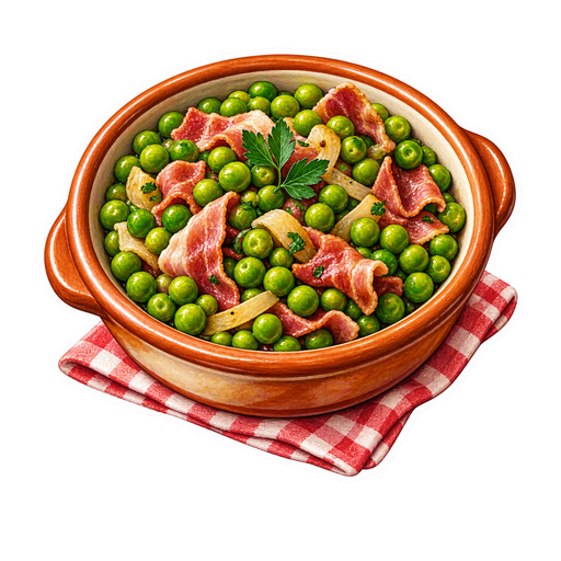 Piselli con prosciutto sticker illustration