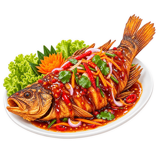 Pla sam rot (Three-Flavor Fish) sticker illustration