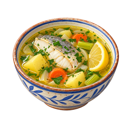 Psarosoupa sticker illustration