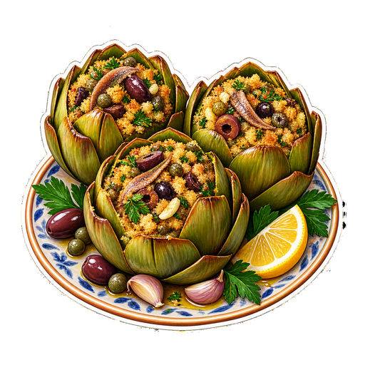 Stuffed Artichokes sticker illustration