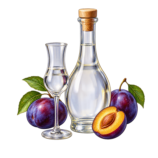 Quetsche Brandy sticker illustration