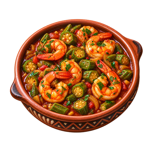 Prawns with Okra sticker illustration