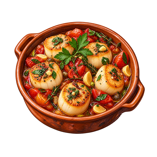 Scallops à la Provençal sticker illustration