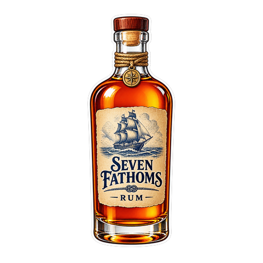 Seven Fathoms Rum sticker illustration