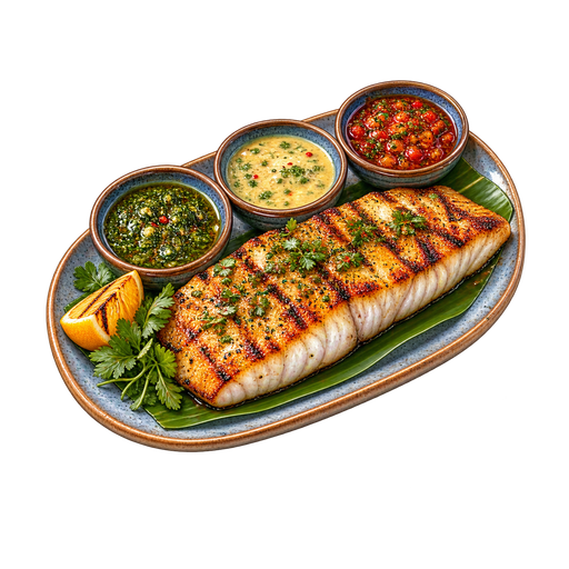 Fish with Three Sauces sticker illustration