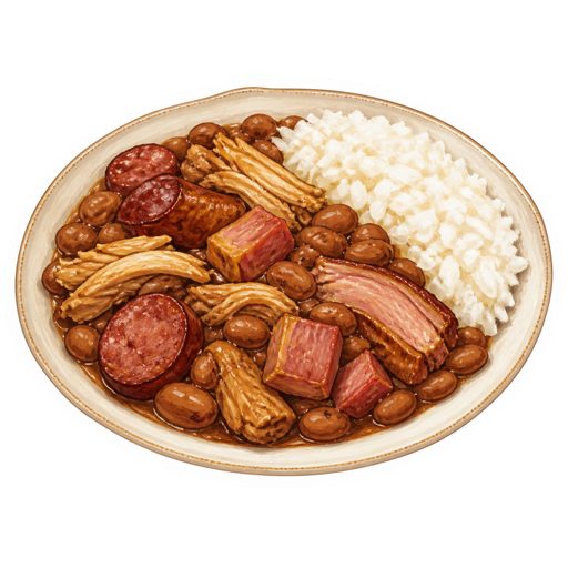 Brown beans with rice sticker illustration