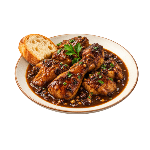 Chicken with Coffee Sauce sticker illustration