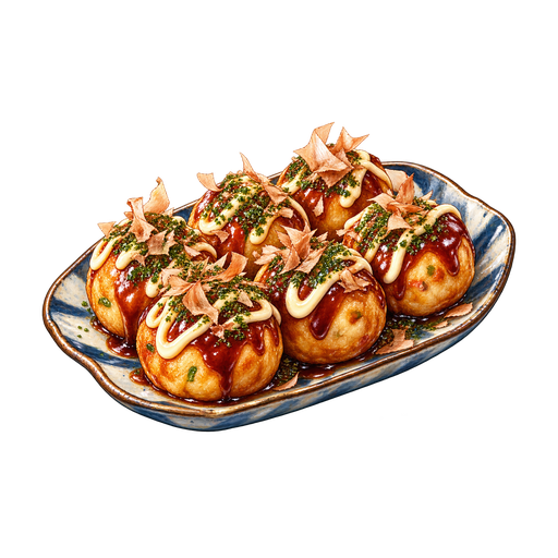 Takoyaki sticker illustration