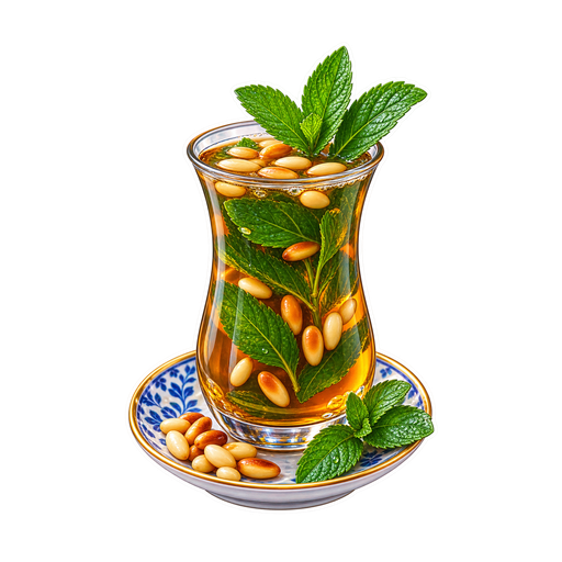 Mint Tea with Pine Nuts sticker illustration