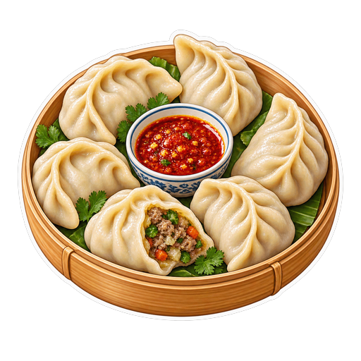 Tibetan Momo Dumplings sticker illustration