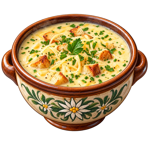 Tiroler Käsesuppe (Tyrolean cheese soup) sticker illustration