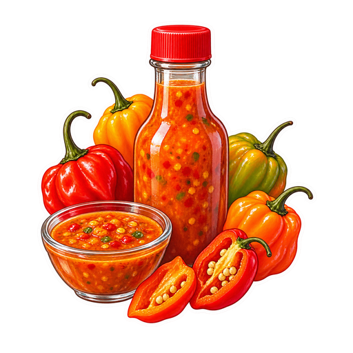 Trinidad Pepper Sauce sticker illustration