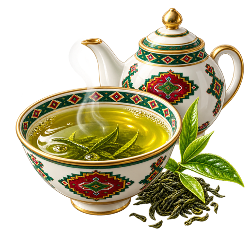 Turkmen Green Tea sticker illustration