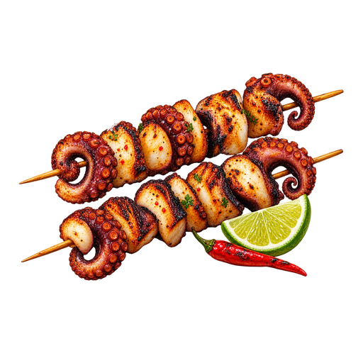 Grilled Octopus Skewers sticker illustration