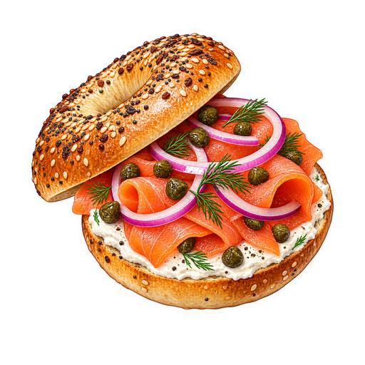 Bagel and Lox sticker illustration